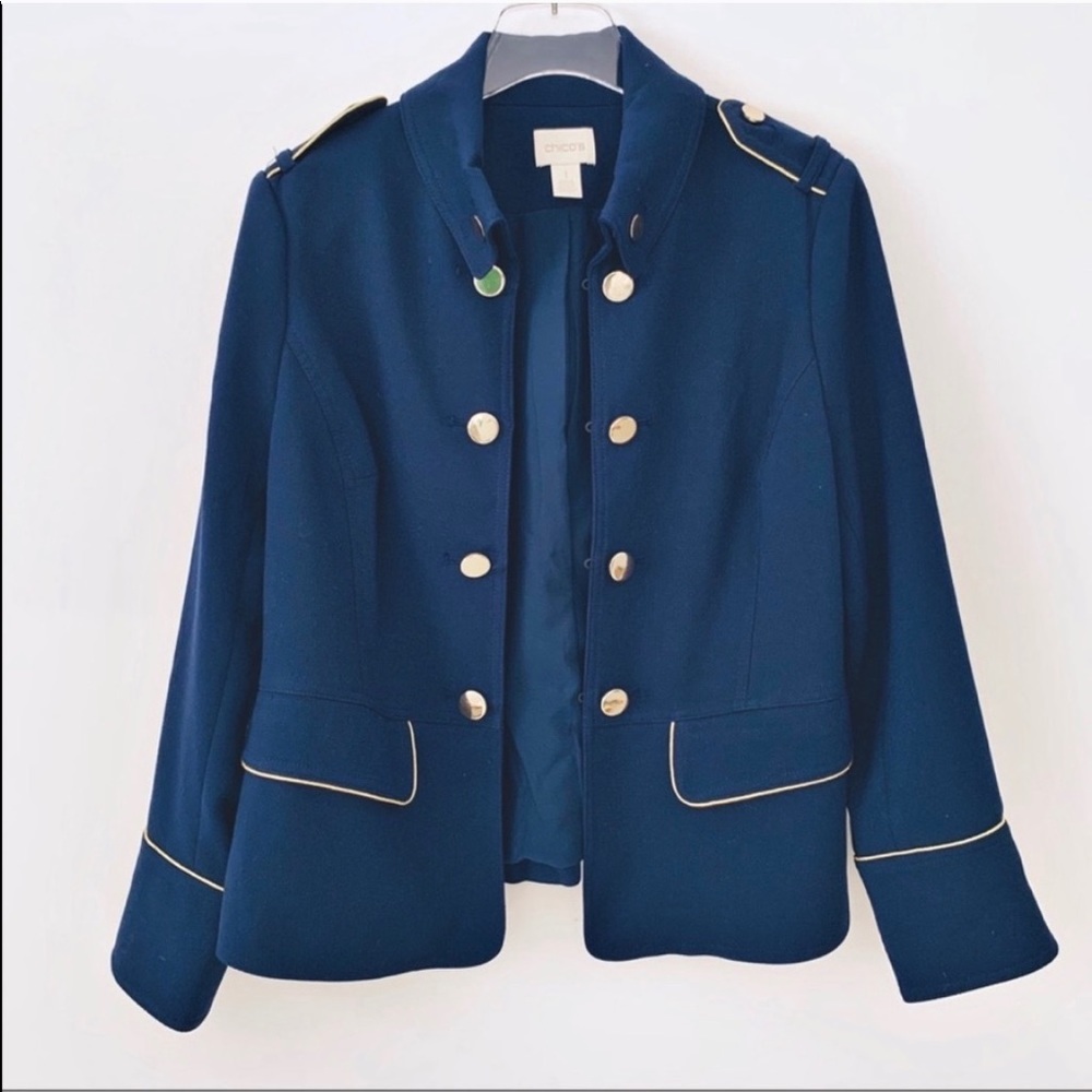 Chico’s Military Blazer Jacket Navy Blue